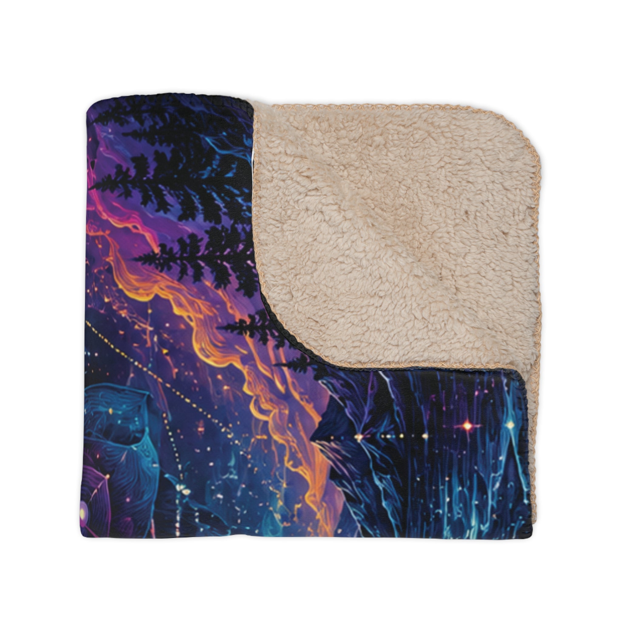 Psychedelic Ying Yang Tan Sherpa Blanket