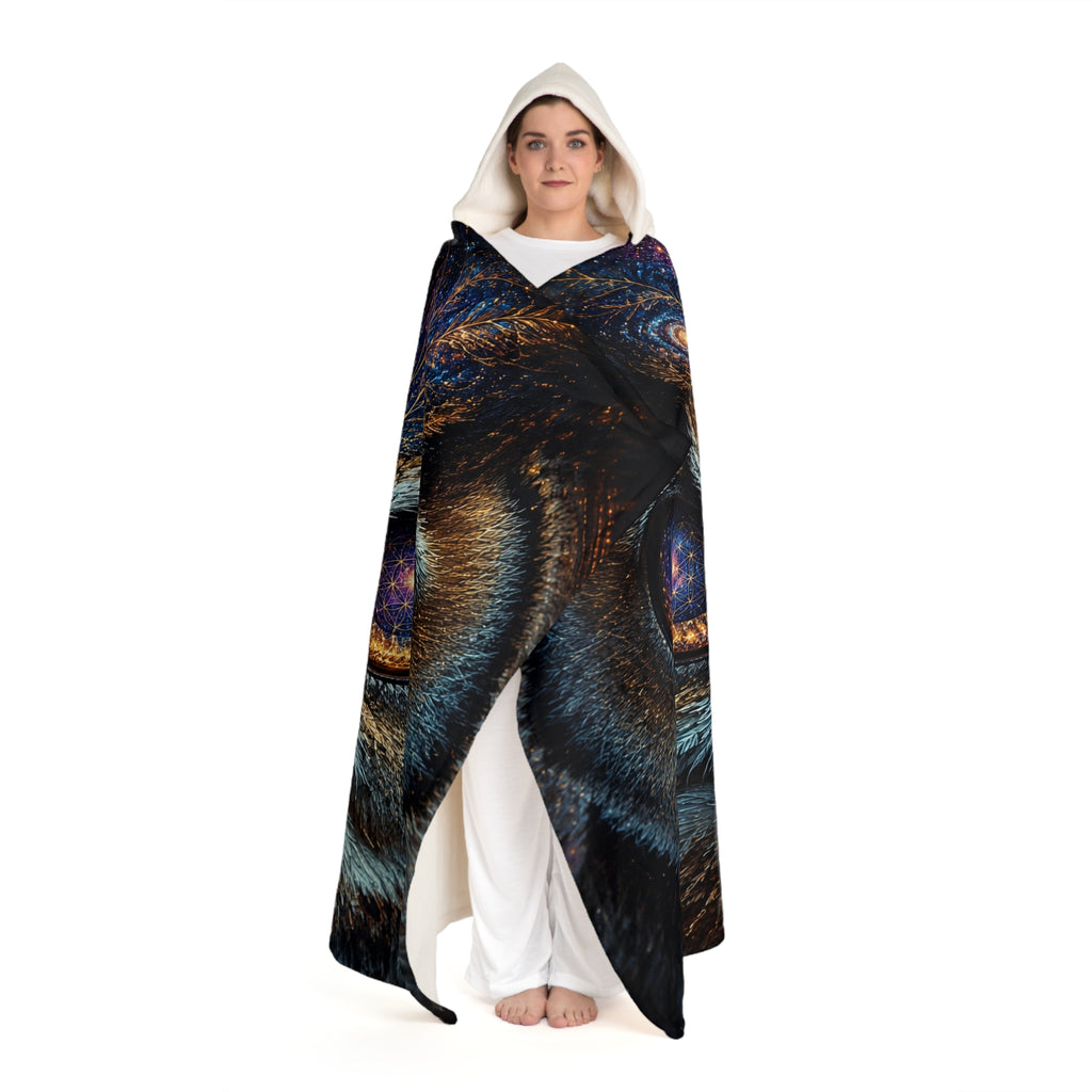 Secret owl Hooded Sherpa Fleece Blanket