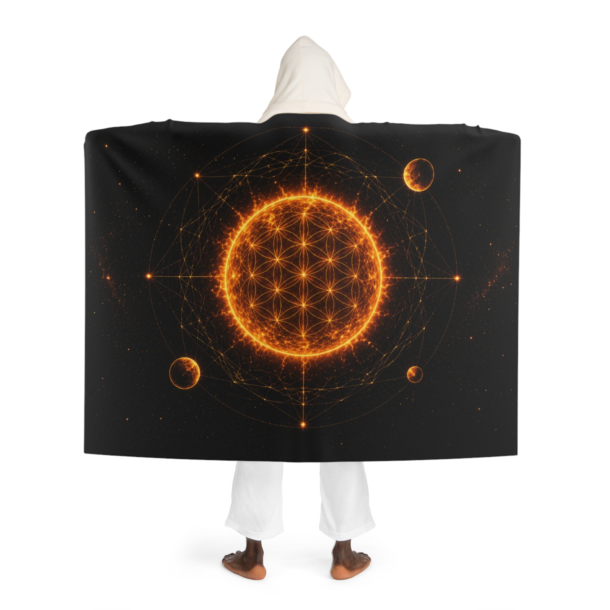 Sun of Life Hooded Sherpa Fleece Blanket